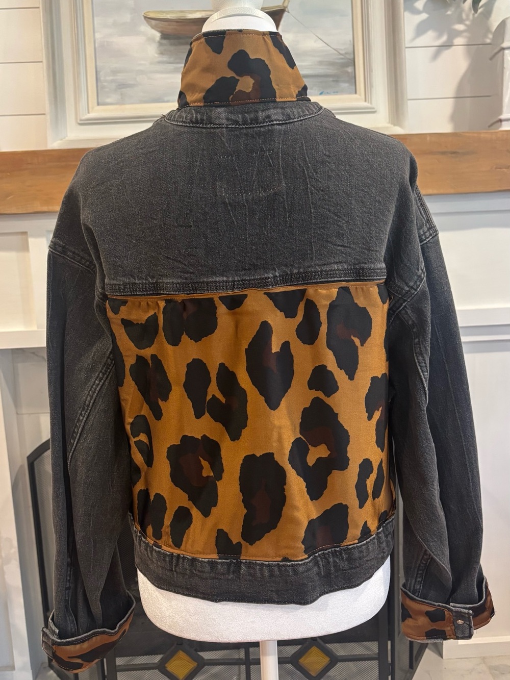 Custom Levis Denim with Leopard Print sz XL